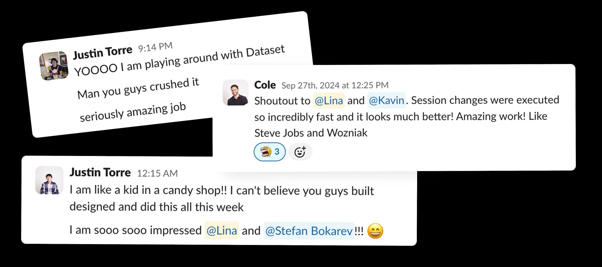 Team feedback and testimonials about the product design process
