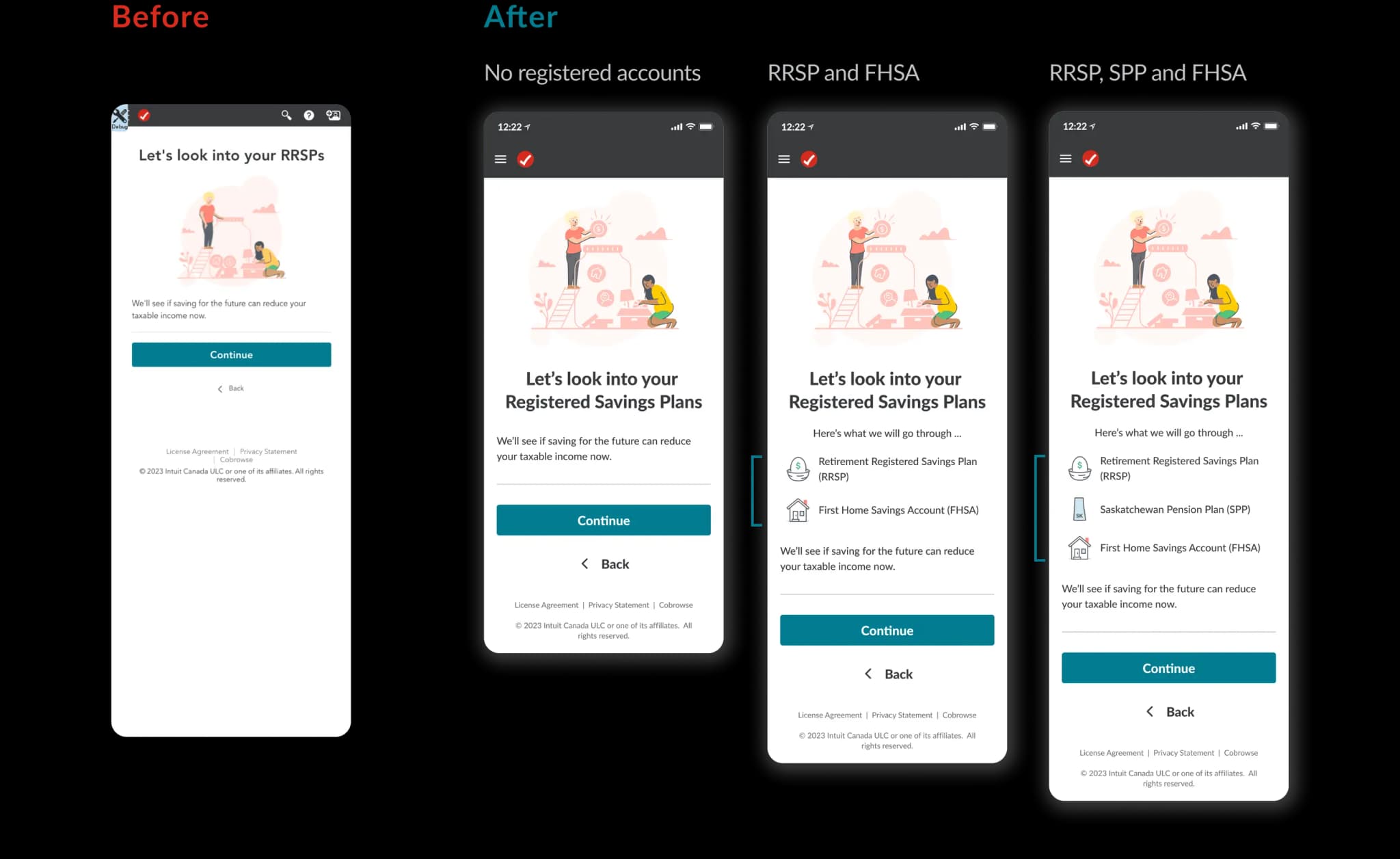 Personalized user interface showing registered savings accounts with intuitive icons