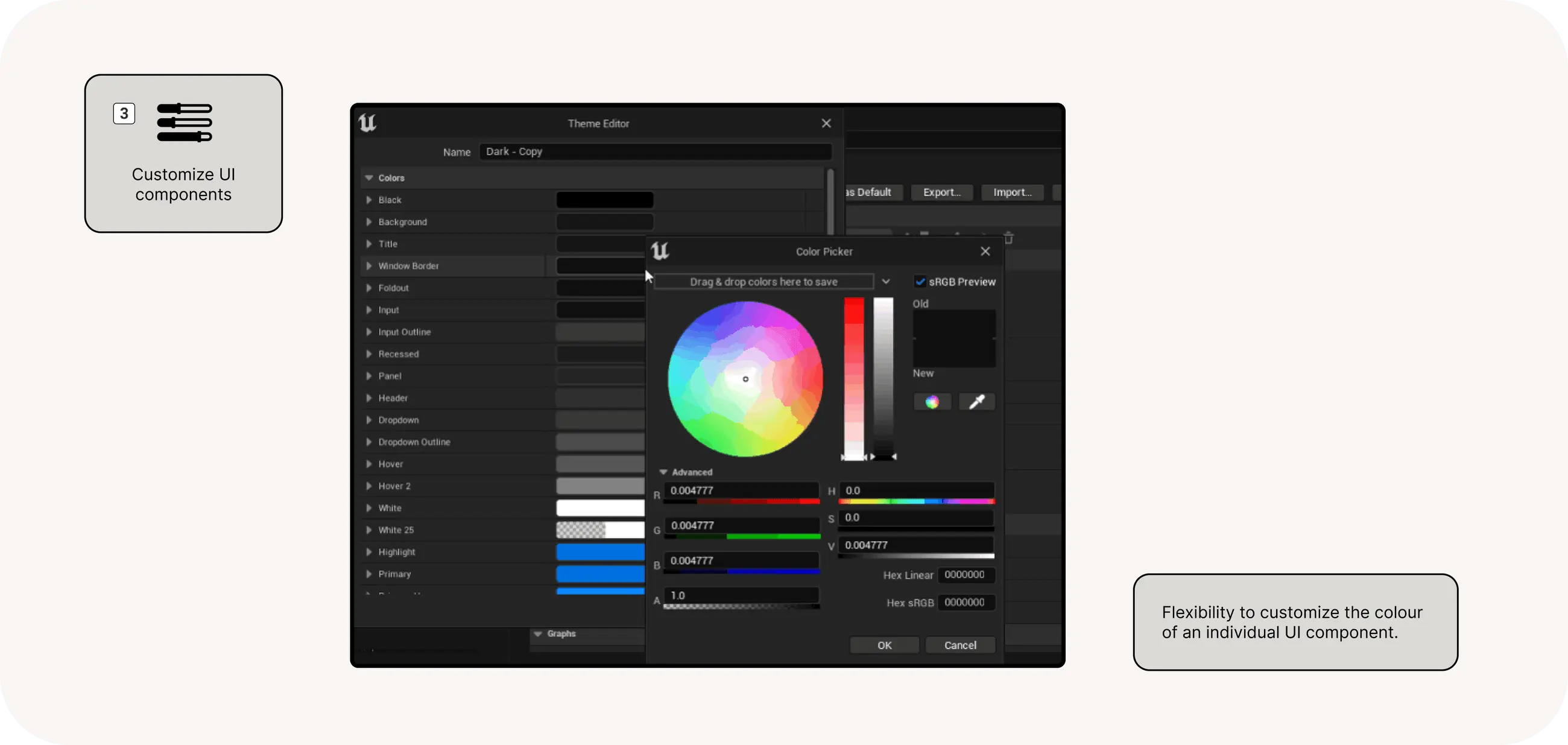 Use case 3: Theme customization for individual component colors