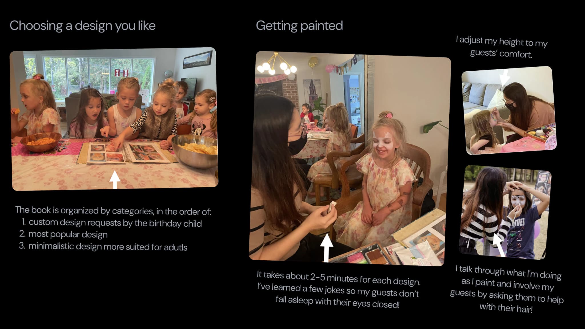 Design selection process with sample designs and customer interaction