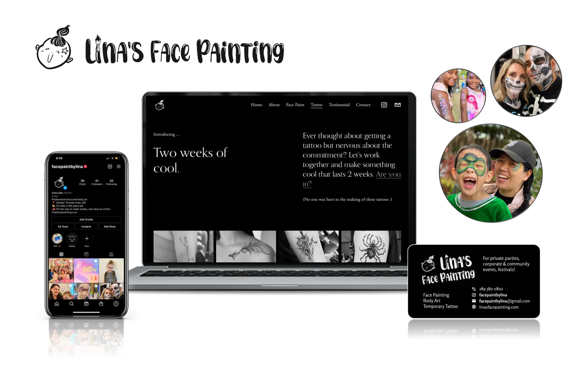 Side-by-side comparison of traditional children's face painting versus modern adult designs